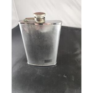 Vintage Stainless Steel 8oz Flask Curved With Screw Cap